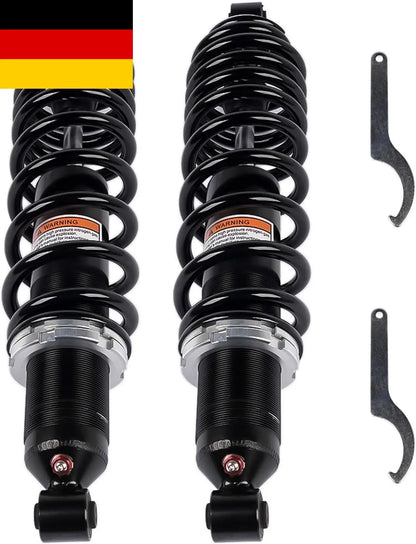 Zestaw tylnych amortyzatorów polaris utv ranger 400 500 570 2010-2023 czarne coil over z chromowanymi akcentami