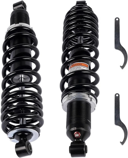 Czarny zestaw tylnych amortyzatorów coilover polaris utv ranger 400 500 570 z chromowanymi akcentami i narzędziami regulacyjnymi