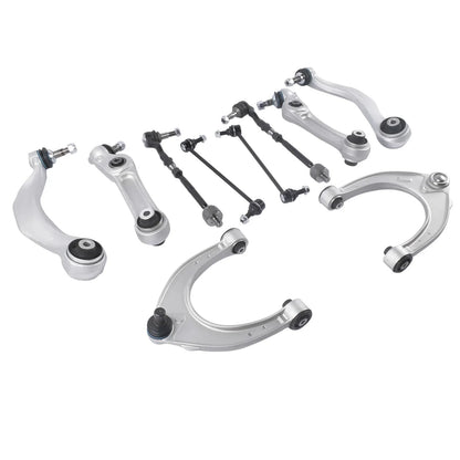 Srebrny metaliczny zestaw wahaczy z gumowymi tulejami i gwintowanymi końcami do bmw 528i 535d 535i 550i f10 640i f12 front side rwd