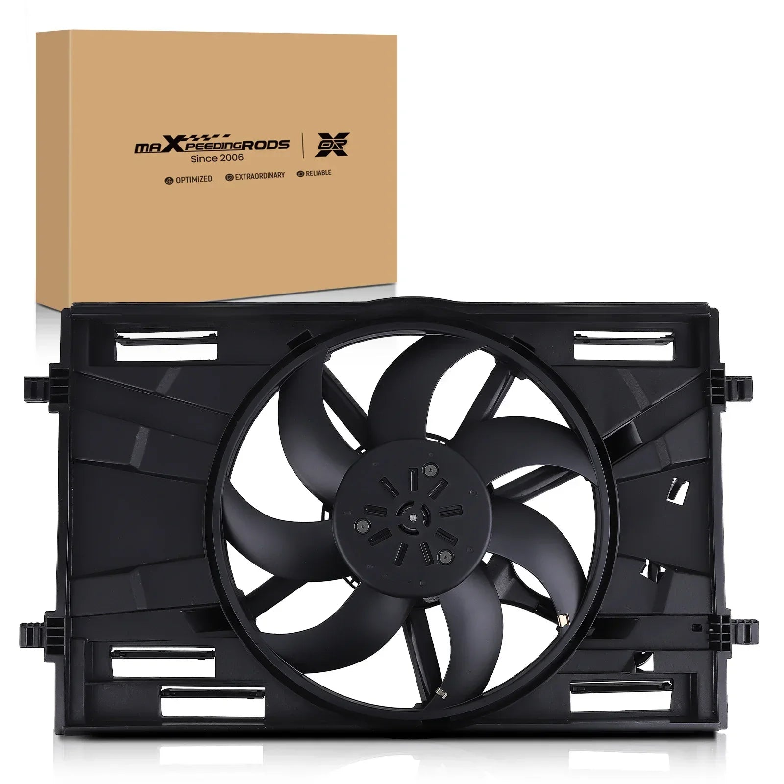 Czarny plastikowy wentylator chłodniczy 5q0121203da z pięcioma łopatkami do skoda karoq audi a3 golf passat