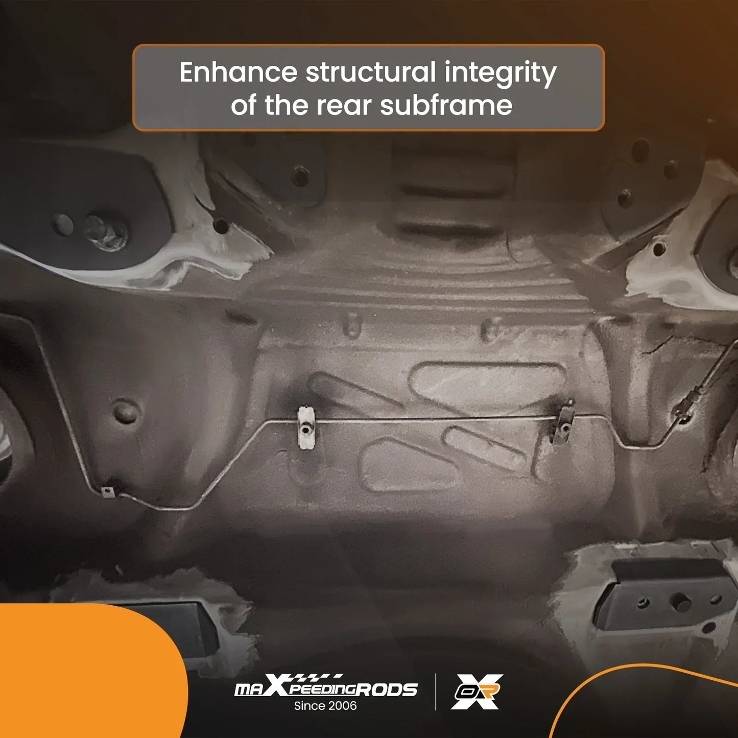 Metaliczne wzmocnienie tylnego subframe bmw e46 seria 3 zintegrowane uchwyty montażowe 12 gauge