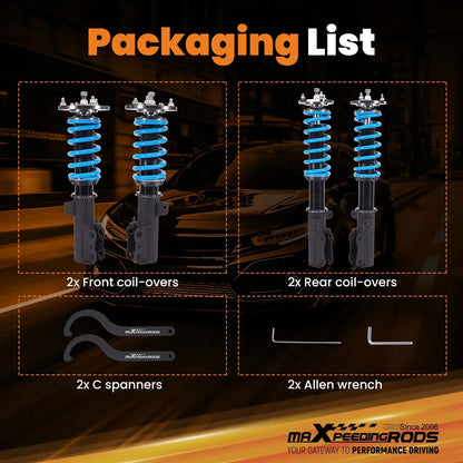 Maxpeedingrods T6 Gewindefahrwerk Stoßdämpfer + Federdämpfer-Kit für Toyota Camry 92–01