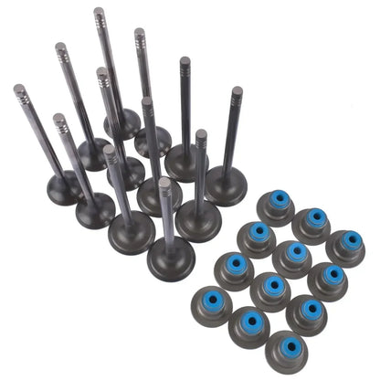 Ap03 zestaw 6 czarnych metalowych zaworów oraz niebieskawych uszczelek do ford 1.0 ecoboost ti vct bis heute kba