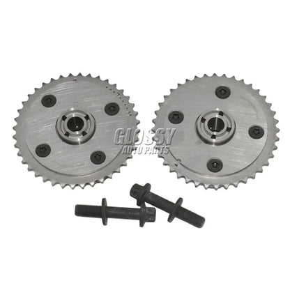 Dwa metaliczne srebrne zębatki cam z czarnymi śrubami do zaworów wlotowych bmw f20 f21 f30 f31 mini r55