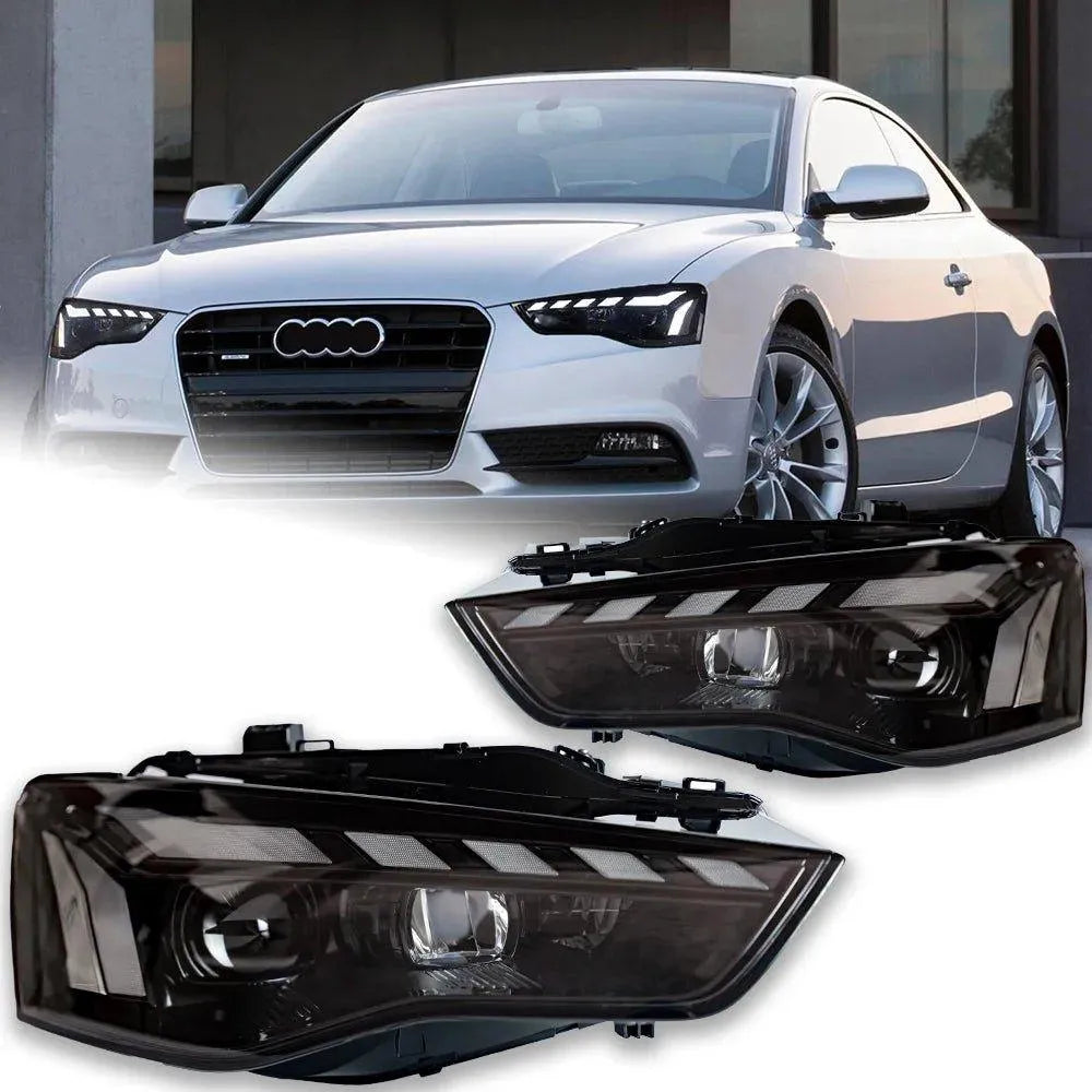 Lampy Przednie do Audi A5 LED z Animowanym DRL, Dynamicznym Sygnałem i Cofaniem (2008-2016) - Multigenus