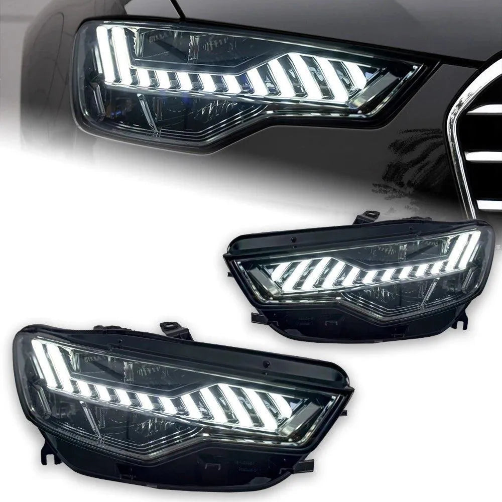 Lampy Przednie do Audi A6 C7 w Designie A7 z LED i DRL z Dynamicznym Sygnałem i Reflektorem Dwustronnym (2012-2015) - Multigenus