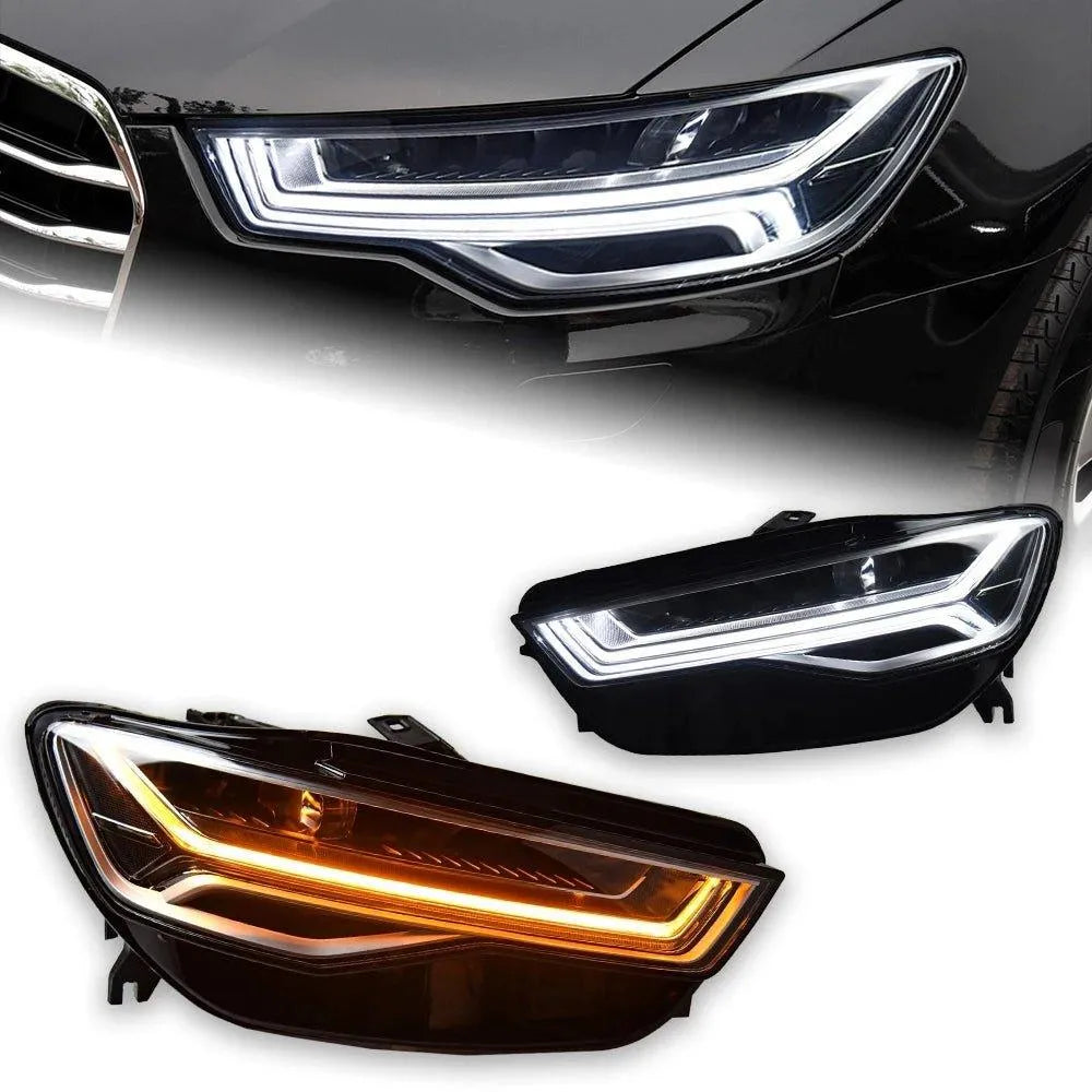 Lampy Przednie Audi A6 C7 LED z DRL, Dynamicznym Sygnałem, Światłami Mijania i Drogowymi (2012-2018) A6L - Multigenus