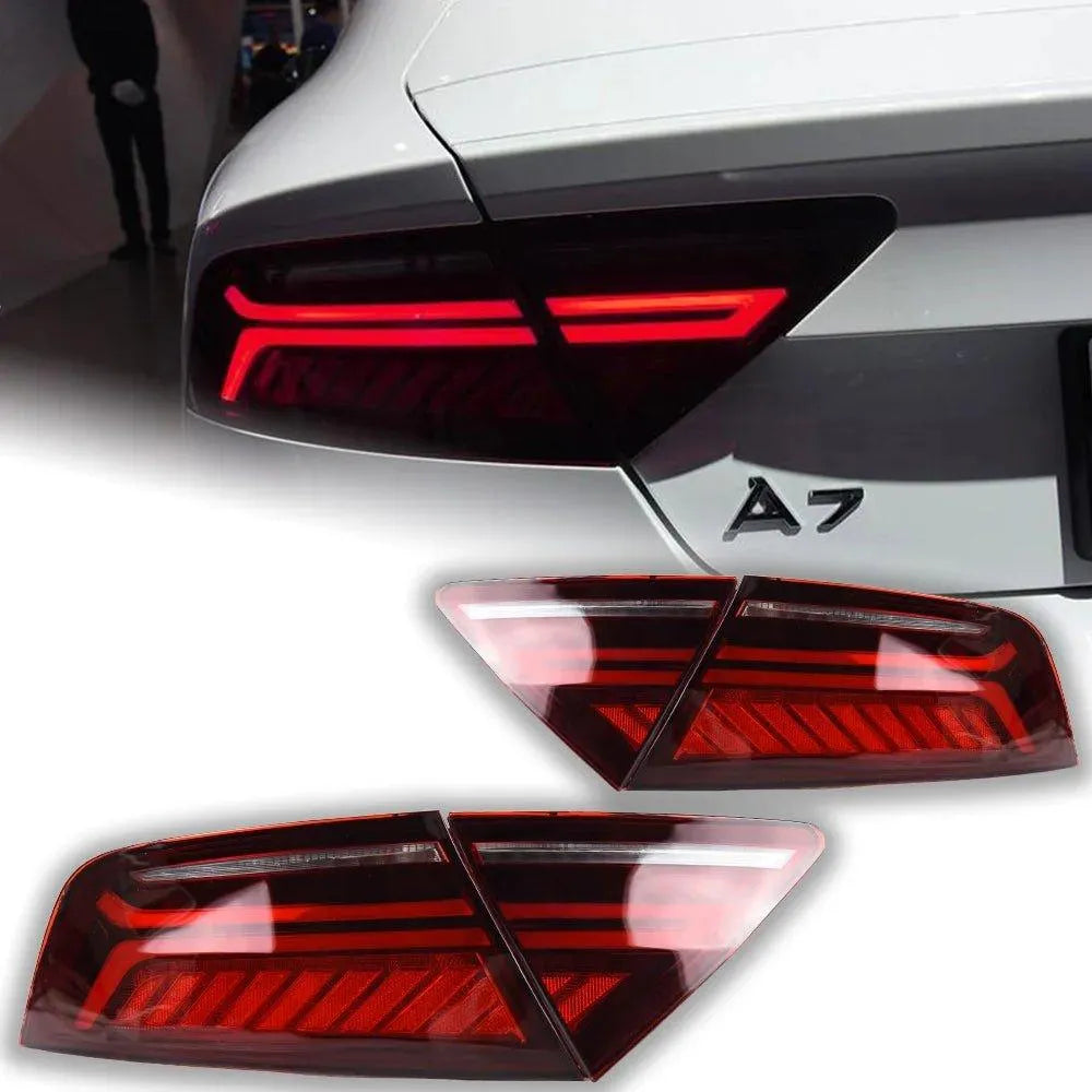 Lampy Tylne do Audi A7 LED w Stylizacji RS7 z DRL, Dynamicznym Sygnałem i Cofaniem (2011-2018) - Multigenus