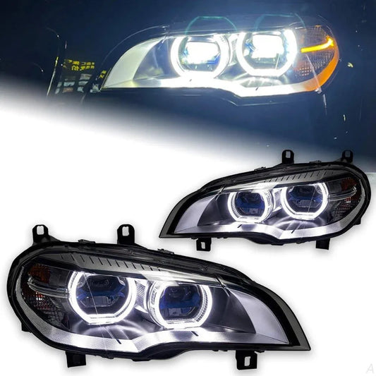 Lampy Przednie do BMW X5 E70 LED w Stylu Laserowym z DRL, Sygnałem i Lampą HID (2007-2013) - Multigenus