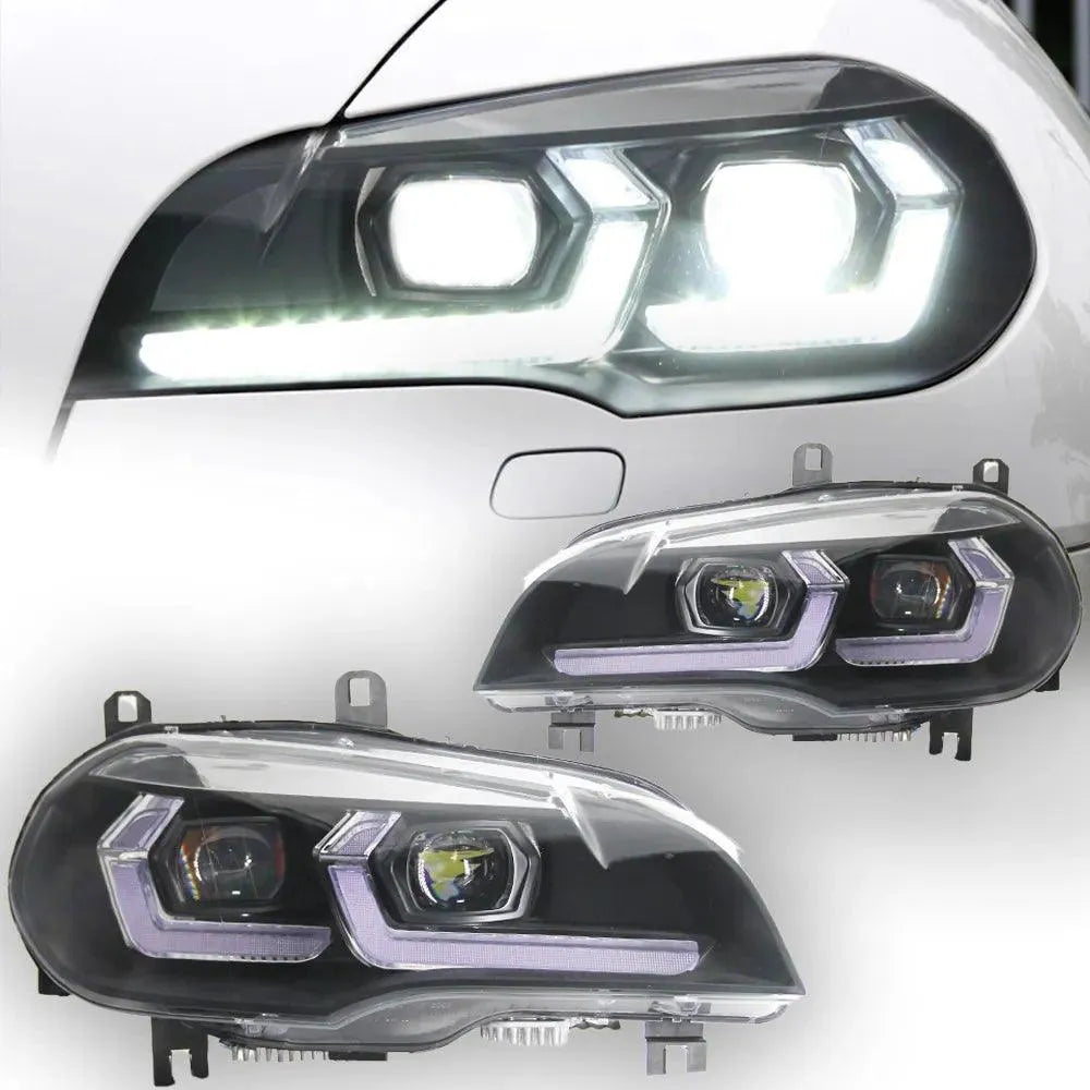 Lampy Przednie do BMW X5 E70 LED z Angel Eye, DRL i Sygnałem (2007-2013) - Multigenus