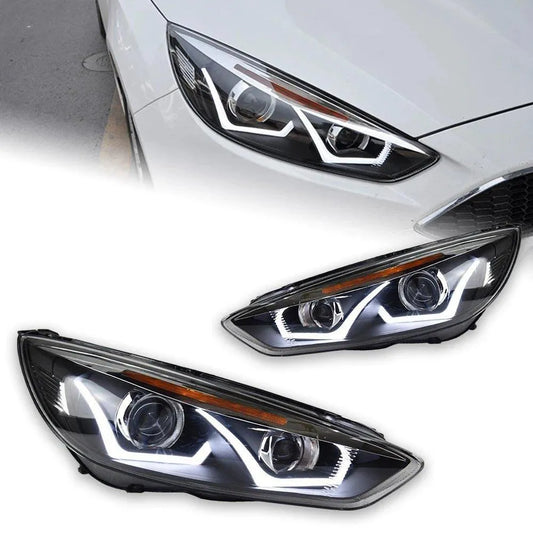 Ford Focus: Lampy Przednie LED 2015-2017 Focus 4 H7 D2H HID, Okrągłym Oświetleniem Angel Eye i Wiązką Bi-Xenon - Multigenus