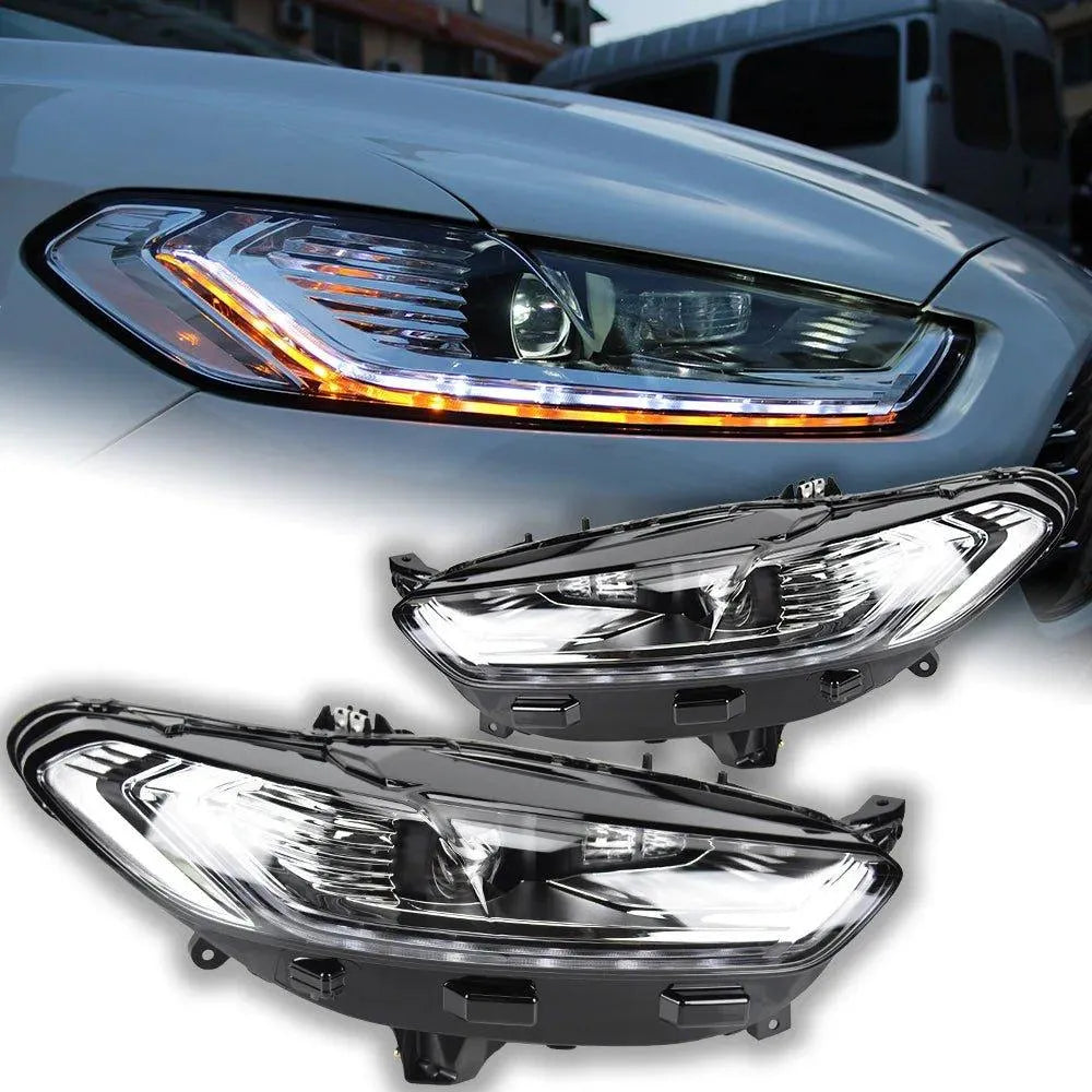 Lampy Przednie do Ford Mondeo Fusion LED z Lampą h7 HID, Dynamicznym Sygnałem i wiązką Bi-Xenon (2013-2016) - Multigenus