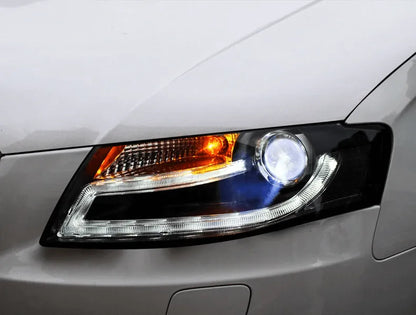 Lampy przednie do Audi A4 2009-2012 A4L B8 Sedan - Reflektor HID Bi-Xenon z funkcją DRL i oczami anioła - Multigenus