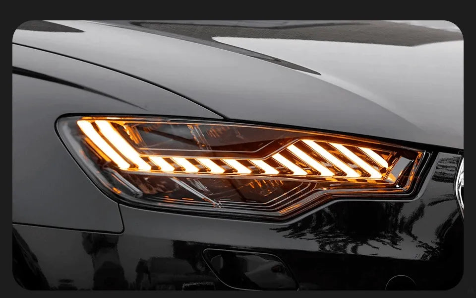 Lampy Przednie do Audi A6 C7 w Designie A7 z LED i DRL z Dynamicznym Sygnałem i Reflektorem Dwustronnym (2012-2015) - Multigenus