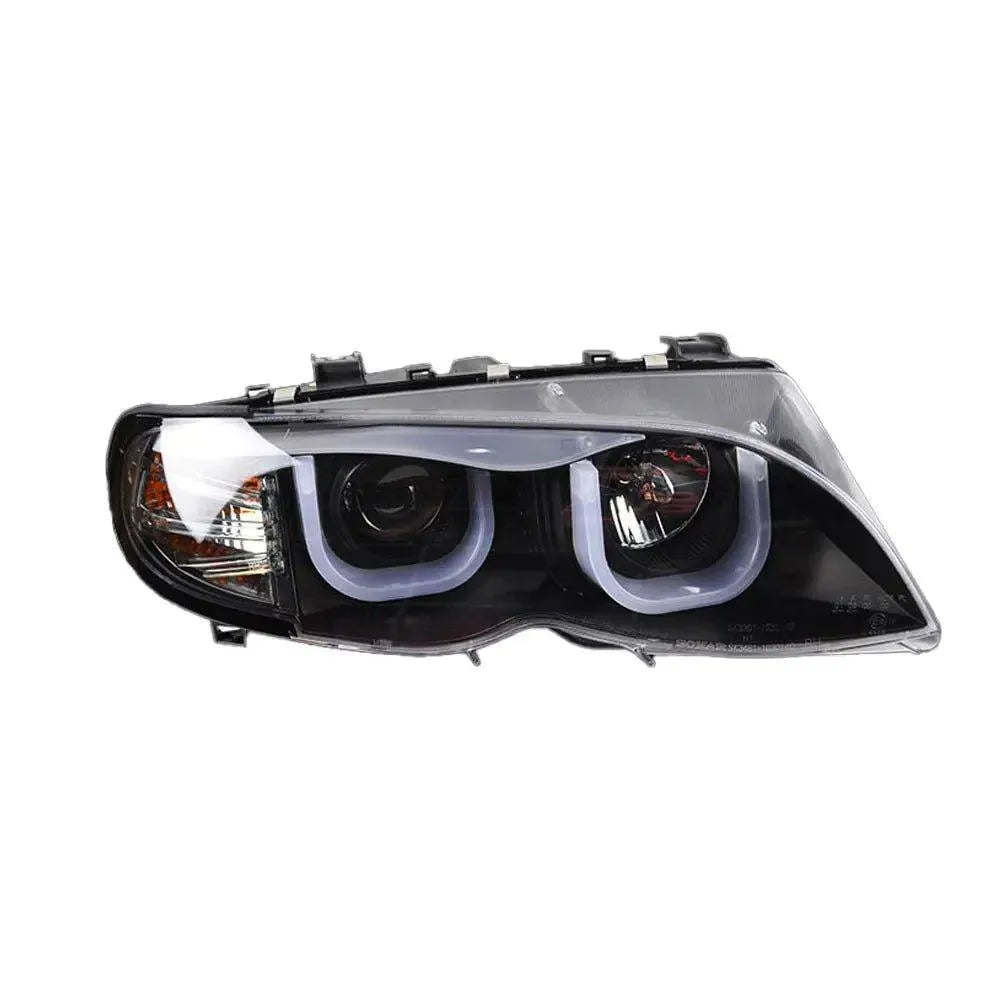 Lampy przednie do BMW E46 2001-2006 320i 318i 323i 325i - Reflektor LED z funkcją DRL, oczami anioła i wiązką Bi-Xenon - Multigenus