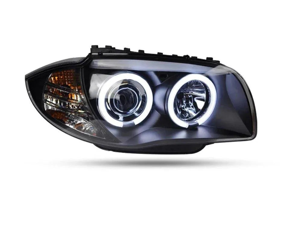 Lampy przednie do BMW E87 2003-2010 120i 118i - Reflektory LED z oczami anioła, DRL, HID Bi-Xenon - Multigenus