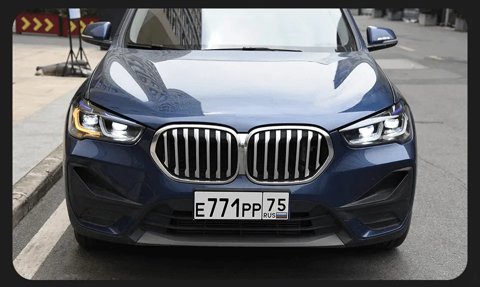 Lampy Przednie do BMW X1 LED z Projektorową Soczewką, DRL i Sygnałem (2017-2021) F48 F49 - Multigenus