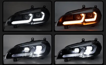 Lampy Przednie do BMW X5 E70 LED z Angel Eye, DRL i Sygnałem (2007-2013) - Multigenus