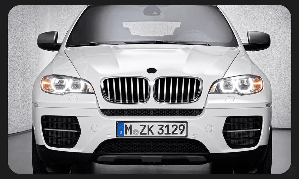 Lampy przednie do BMW X6 E71 2007 - 2013 reflektory LED projektory AngelEye, dzienne DRL i sygnał świetlny - Multigenus