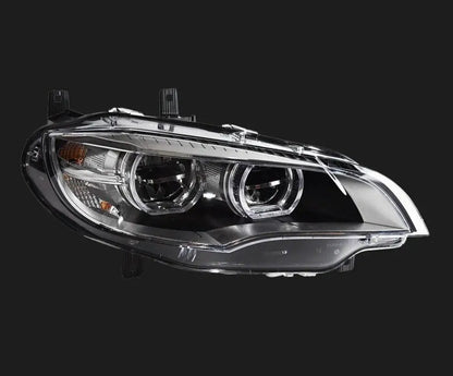 Lampy przednie do BMW X6 E71 2007 - 2013 reflektory LED projektory AngelEye, dzienne DRL i sygnał świetlny - Multigenus