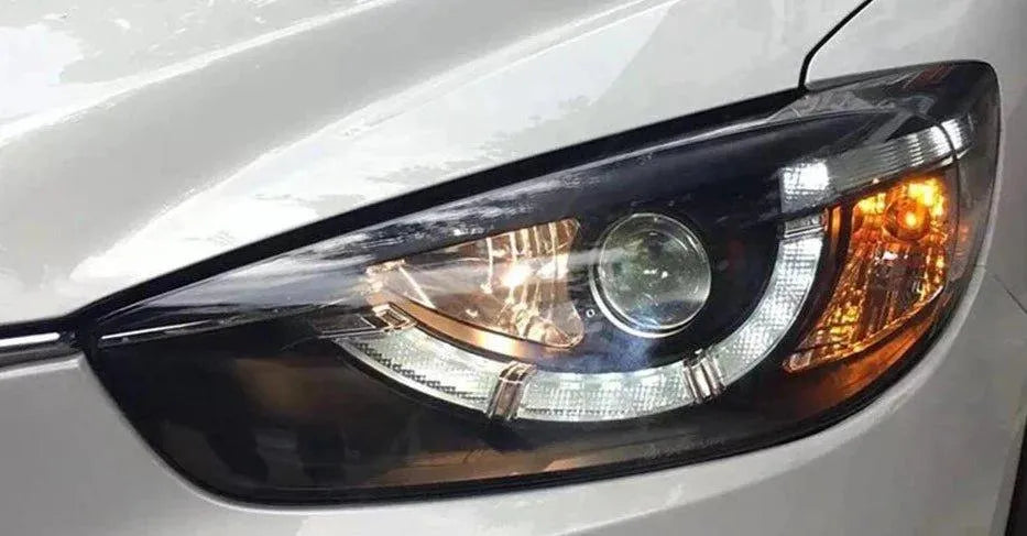 Lampy przednie do Mazda CX-5 2012-2016 - Reflektory LED z oczami anioła, LED DRL, HID Bi-Xenon - Multigenus