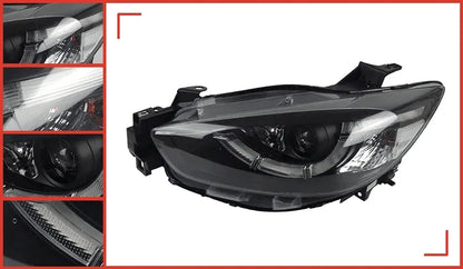 Lampy przednie do Mazda CX-5 2012-2016 - Reflektory LED z oczami anioła, LED DRL, HID Bi-Xenon - Multigenus