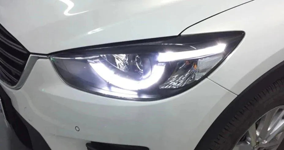 Lampy przednie do Mazda CX-5 2012-2016 - Reflektory LED z oczami anioła, LED DRL, HID Bi-Xenon - Multigenus