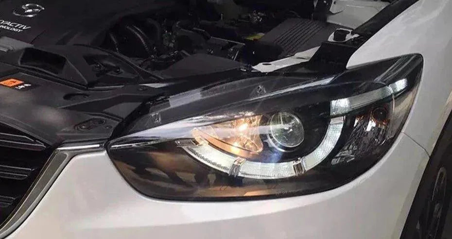 Lampy przednie do Mazda CX-5 2012-2016 - Reflektory LED z oczami anioła, LED DRL, HID Bi-Xenon - Multigenus