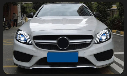 Lampy przednie do Mercedes Benz W205 z projektorowymi soczewkami LED 2014-2020 C180 C200 C260 C300 DRL - Multigenus