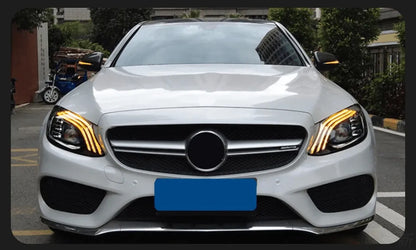 Lampy przednie do Mercedes Benz W205 z projektorowymi soczewkami LED 2014-2020 C180 C200 C260 C300 DRL - Multigenus