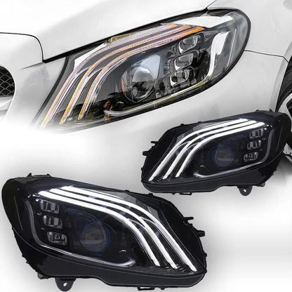 Lampy przednie do Mercedes Benz W205 z projektorowymi soczewkami LED 2014-2020 C180 C200 C260 C300 DRL - Multigenus