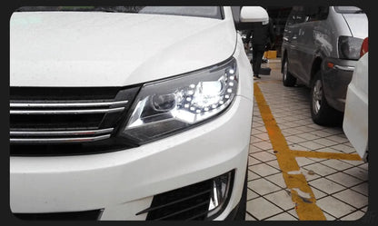 Lampy Przednie do VW Tiguan LED z DRL, HID Angel Eye i Wiązką Bi-Xenon (2013-2016) - Multigenus