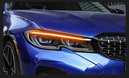 Lampy przednie LED do BMW G20: Projektor Reflektora 2019-2021 G28 G80 320i 325i 330i L335i z DRL i Sygnałem Świetlnym - Multigenus