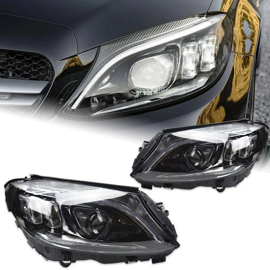 Lampy Samochodowe do Benz W205: Reflektory LED Projektor 2014-2020 C180 C200 C260 C300 z Oświetleniem Dziennym LED DRL - Multigenus