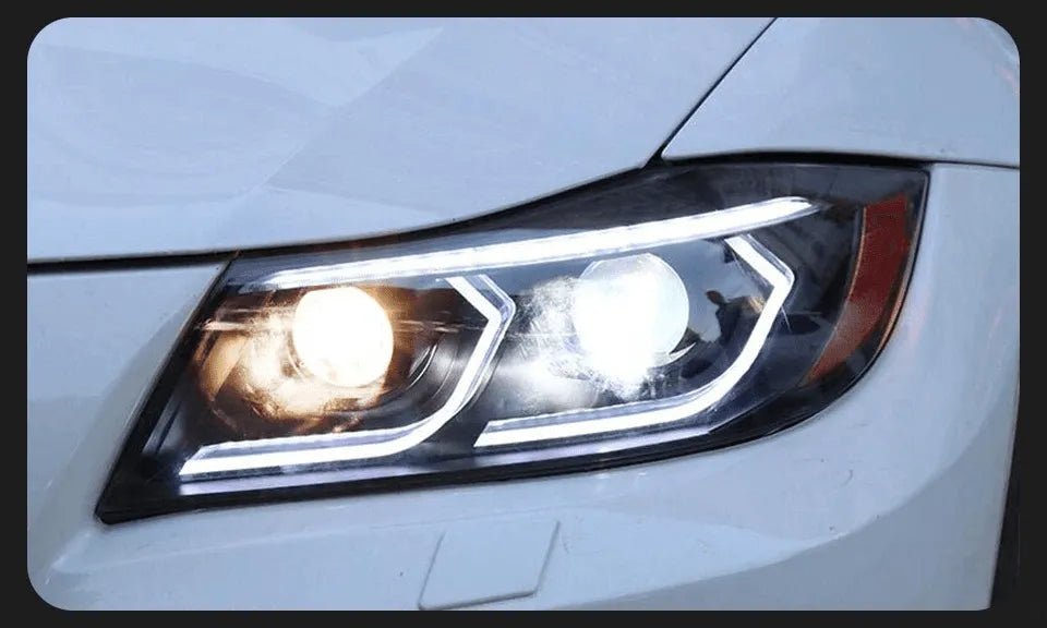 Lampy Samochodowe do BMW E90 (2005-2012) - 320i 318i 323i 325i E90 z lampami przednimi LED, dzienne DRL, Bi-Xenon HID - Multigenus