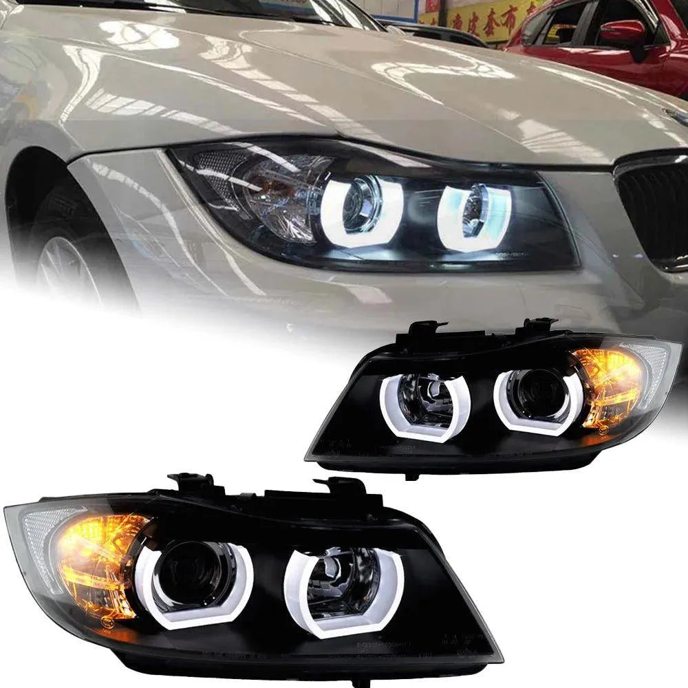 Lampy Samochodowe do BMW E90: Reflektory 2005-2012 z Oświetleniem Dziennym LED DRL, Angel Eye i Wiązką Bi-Xenon 320i, 318i, 323i, 325i - Multigenus