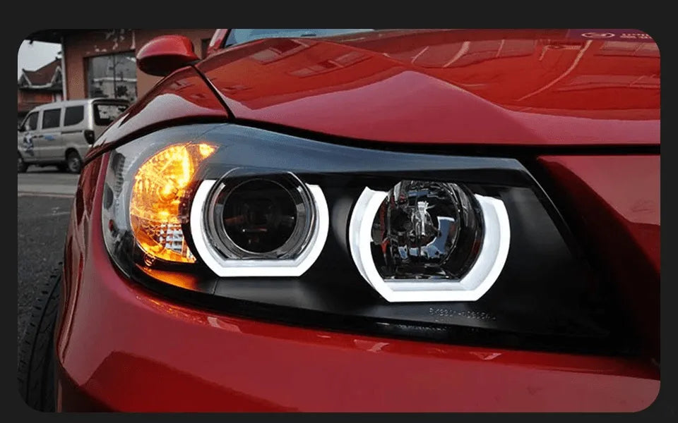 Lampy Samochodowe do BMW E90: Reflektory 2005-2012 z Oświetleniem Dziennym LED DRL, Angel Eye i Wiązką Bi-Xenon 320i, 318i, 323i, 325i - Multigenus