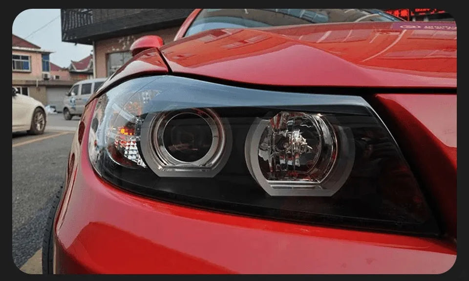 Lampy Samochodowe do BMW E90: Reflektory 2005-2012 z Oświetleniem Dziennym LED DRL, Angel Eye i Wiązką Bi-Xenon 320i, 318i, 323i, 325i - Multigenus