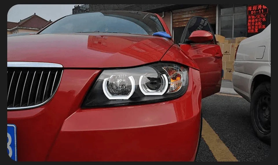 Lampy Samochodowe do BMW E90: Reflektory 2005-2012 z Oświetleniem Dziennym LED DRL, Angel Eye i Wiązką Bi-Xenon 320i, 318i, 323i, 325i - Multigenus