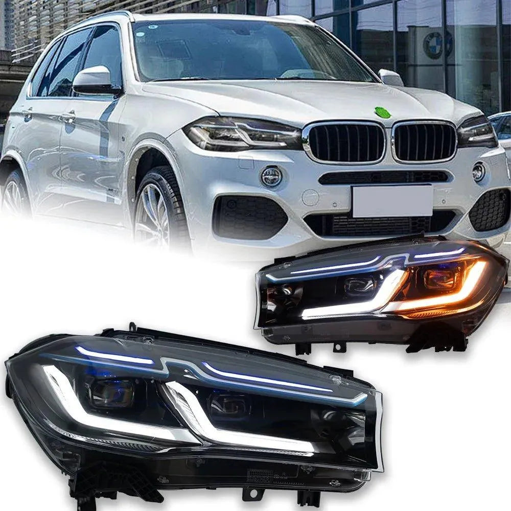 Lampy samochodowe do BMW X5 (2014-2018) - F15 F16 - Reflektory LED z lampami przednimi X6 LED DRL i sygnałem - Multigenus