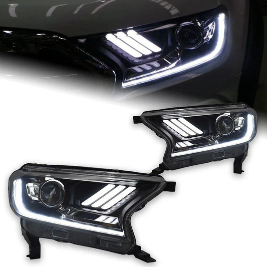 Lampy samochodowe do Ford Ranger (2016-2017) - Reflektory LED H7 D2H, opcją Hid, Oczkiem Anielskim (Angel Eye) i wiązką Bi Xenon - Multigenus