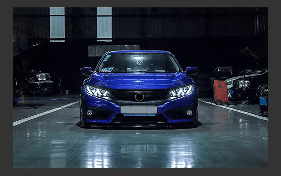 Lampy samochodowe do Honda Civic (2017-2020) - Civic X z reflektorami LED, soczewką projekcyjną, lampami dzienne DRL i animacją - Multigenus