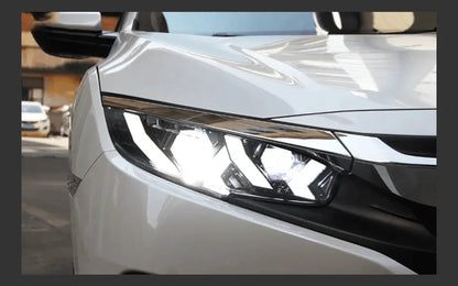 Lampy samochodowe do Honda Civic (2017-2020) - Civic X z reflektorami LED, soczewką projekcyjną, lampami dzienne DRL i animacją - Multigenus