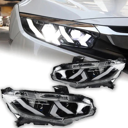 Lampy samochodowe do Honda Civic (2017-2020) - Civic X z reflektorami LED, soczewką projekcyjną, lampami dzienne DRL i animacją - Multigenus