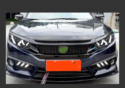 Lampy samochodowe do Honda Civic (2017-2020) - Civic X z reflektorami LED, soczewką projekcyjną, lampami dzienne DRL i animacją - Multigenus