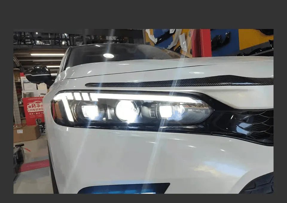 Lampy samochodowe do Honda Civic (2021-2022) - Reflektory przednie LED z soczewką projekcyjną i dynamicznym sygnałem DRL - Multigenus