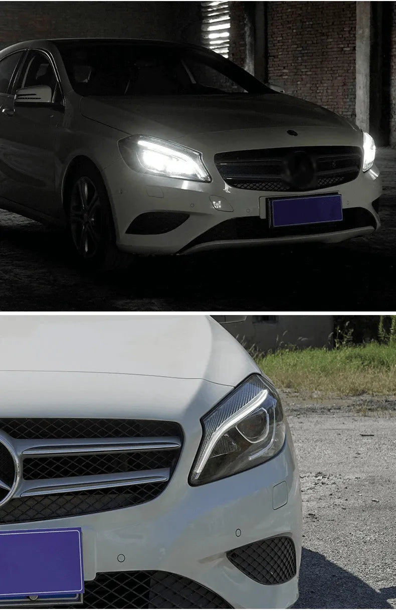 Lampy samochodowe do Mercedes Benz W176 (2013-2018) A200 - Reflektory LED A180 dzienne DRL, sygnałem LED, soczewką projekcyjną - Multigenus