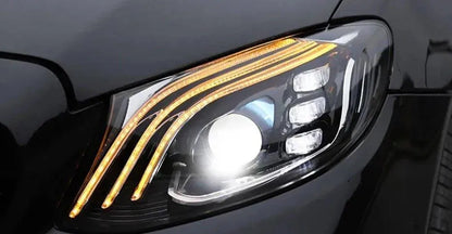 Lampy Samochodowe do Mercedes Benz W213: Reflektory 2016-2019 E200 E300 E260 E350 z Oświetleniem Dziennym LED, DRL, HID, i Wiązką Bi-Xenon - Multigenus