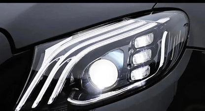 Lampy Samochodowe do Mercedes Benz W213: Reflektory 2016-2019 E200 E300 E260 E350 z Oświetleniem Dziennym LED, DRL, HID, i Wiązką Bi-Xenon - Multigenus