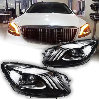 Lampy samochodowe do Mercedes Benz W222 (2014-2019) - S350 S400 W223 z reflektorami LED, projekcją i dzienne DRL - Multigenus